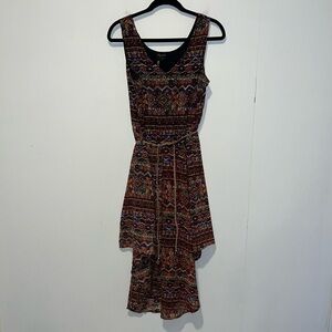 Fun & Flirt Asymmetrical Western Midi Sleeveless Vneck Dress B22*